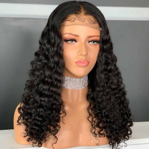 Deep Wave 4X4 Lace Closure Wig Human Hair Lace Wig MI1602899