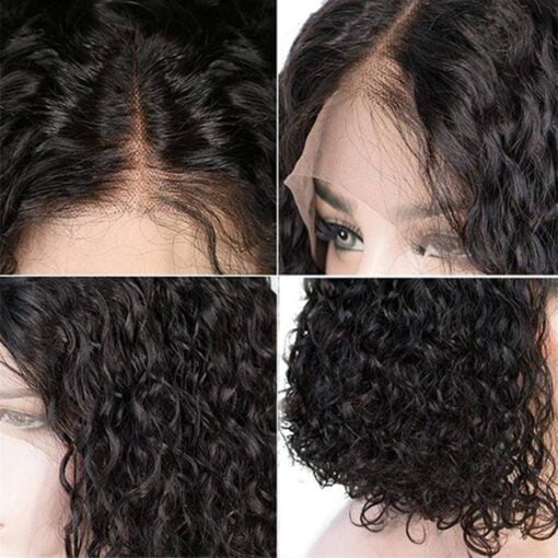 Deep Wave Curly Bob Wig Pre Plucked 13X4 Lace Front Human MI1604639