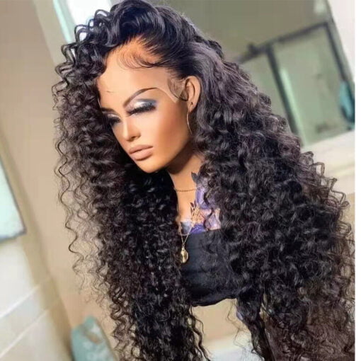 Deep Wave Hd Frontal Wigs For Women Curly Human Hair Wet & Wavy Full Lace Front Wig MI1602194