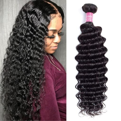 Deep Wave Human Hair Bundles 1 Bundle 24 Inch Brazilian Deep Water Curly Weave Hair Bundles Unprocessed Virgin Deep Wave Human Hair Bundles Natural MI1603852