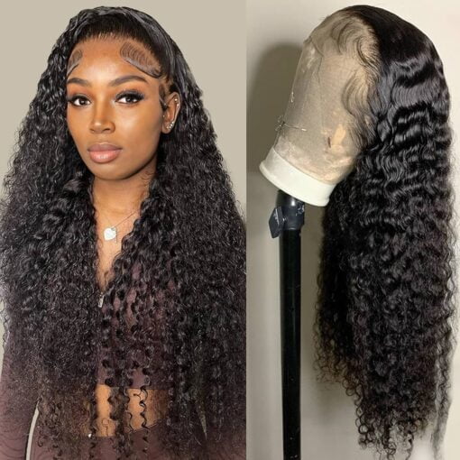 Deep Wave Lace Front Wigs Human Hair 13X4 Hd Transparent Lace Frontal Curly Wigs For Women Women Human Hair 180% Density Glueless Wigs Human Hair Pre MI1606270