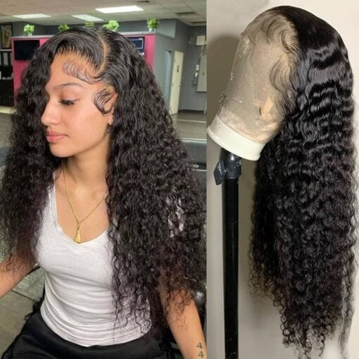 Deep Wave Lace Front Wigs Human Hair 180% Density Curly Lace Front Wig Human Hair Wet And Wavy Wig 13X4 Hd Lace Frontal Wigs Human Hair 16 Inch MI1602237