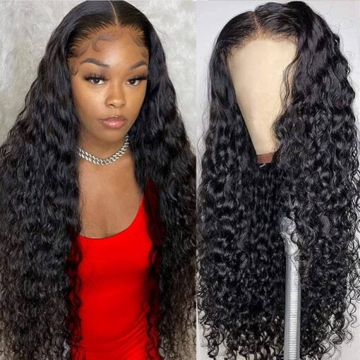 Deep Wave Lace Front Wigs Human Hair 22 Inch Lace Closure MI1604686