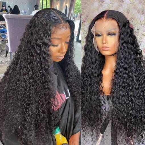 Deep Wave Lace Front Wigs Human Hair 24 Inch 200 Density Deep Wave 13X4 Frontal Wig Pre Plucked With Baby Hair Hd Transparent Lace Glueless Brazilian MI1603844