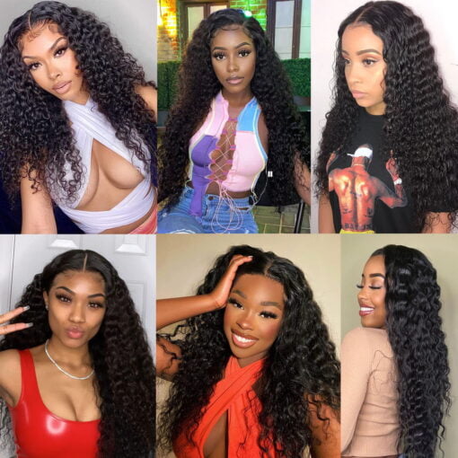 Deep Wave Lace Front Wigs Human Hair 250% Density T Part MI1605775