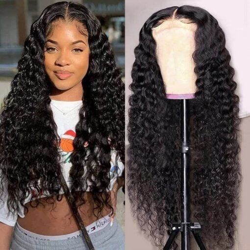 Deep Wave Lace Front Wigs Human Hair For Women Black Women 4X4 Hd Transparent Lace Closure Brazilian Virgin Wig With Baby Hair Wet And Wavy Glueless Wigs MI1604028