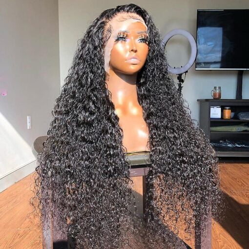 Deep Wave Lace Frontal Wig Hd Curly Human Hair Wigs For Women MI1606107