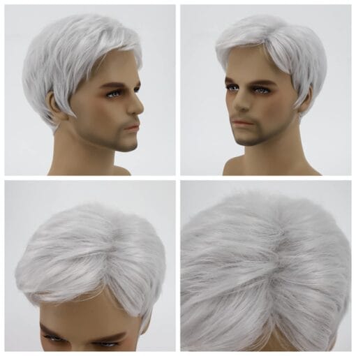 Dke&Ymq Mens Wigs, Fluffy And Realistic Short Hair Old Man Wig, Men'S Natural Daily Use Hair Suitable For Women Middle Aged And Elderly People MI1608068