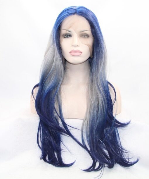 Dolago Blue/White Ombre Long Wavy Synthetic Wig MI1610302