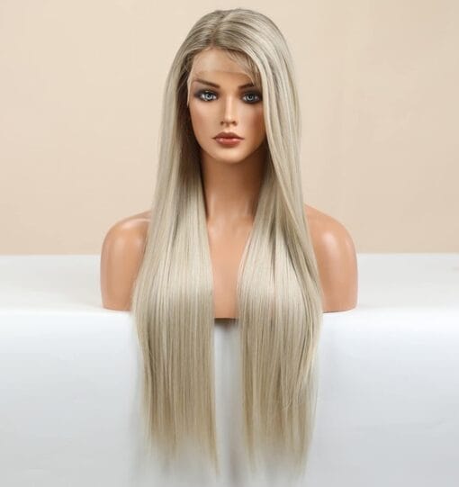 Ealga Ombre Brown Silver Blonde Lace Front Wigs For Women Women MI1611620