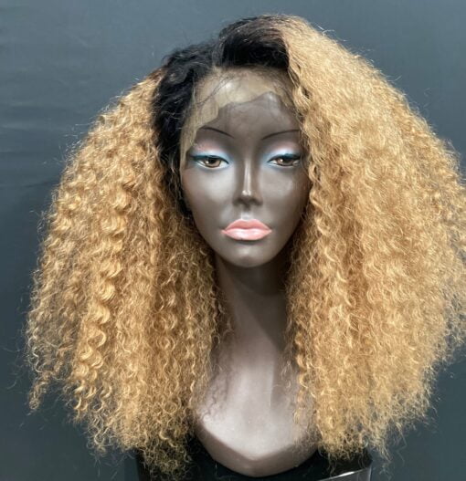 Essence Wigs Ombre Honey Blonde Kinky Curly Lace Front Wig 1 MI1604459