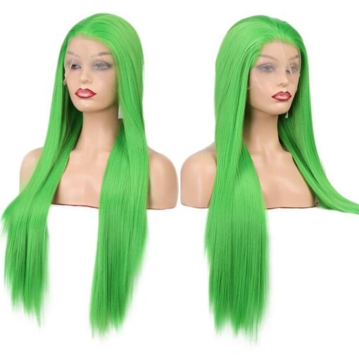 Fashion Pastel Green Wig Green Lace Front Wigs Long Straight MI1610786