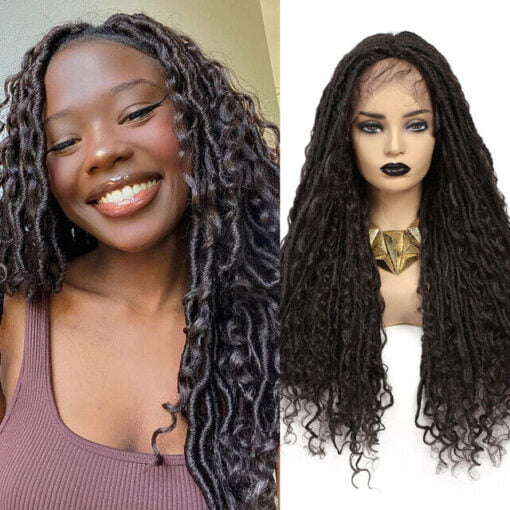 Faux Locs Braided Wigs Synthetic Lace Front Wig For Women Women Goddess Soft Dreadlock MI1603675