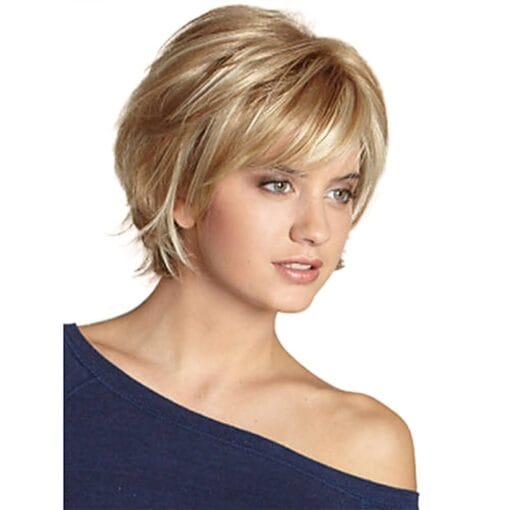 Fencca Short Blonde Pixie Wig With Bangs Pixie Cut Algeria MI1609776