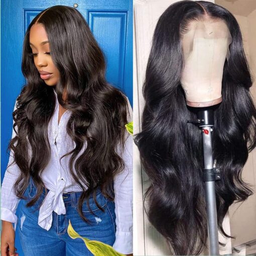 Flwing Body Wave Lace Front Wigs Human Hair 13X4 Frontal Wig MI1603822