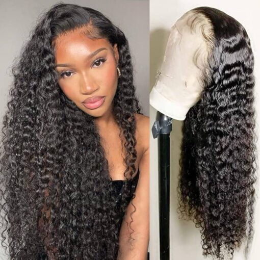 Foreverlove 13×4 Deep Curly Wave Lace Front Wigs Human Hair 10A Grade 100% Brazilian Virgin Human Hair Wigs For Women Black Women 200% Density (20 Inch) MI1602831