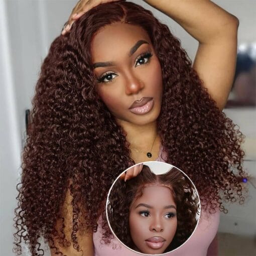 Ftqzkey Brown Curly Wear And Go Glueless Wig Human Hair 180% Density Chocolate Brown Curly Lace Front Wigs Human Hair Pre Plucked 13X4 Brown Hd Lace MI1611259