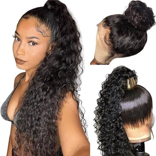 Full 360 Lace Front Wigs Human Hair Pre Plucked,200 Density Curly Water Wave Lace Front Wigs Human Hair For Women Black Women,Hd Transparent Lace Front Wigs MI1606257