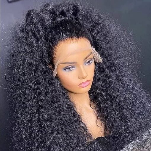 Full Lace Front Wigs 360 Lace Frontal Wig Natural Black Short Kinky Curly Bob Wigs For Women Black Women Brazilian Virgin Human Hair Wigs Pre Plucked With MI1605321