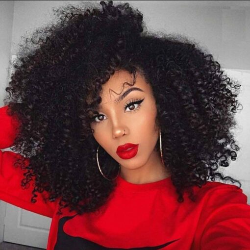 Full Lace Human Hair Afro Curly Wig Short Kinky Curly 180% Virgin Remy Human Hair Wigs With Baby Hair For Women Black Women Pre Plucked(12 Inch, Full Lace MI1605325