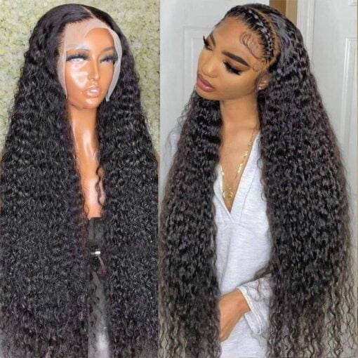 Ghotool 250% Density 30 Inch 13X6 Hd Transparent Lace Front Human Hair Wigs For Women Women Mongolian Deep Curly Lace Front Wig Human Hair Pre Plucked Deep MI1605771