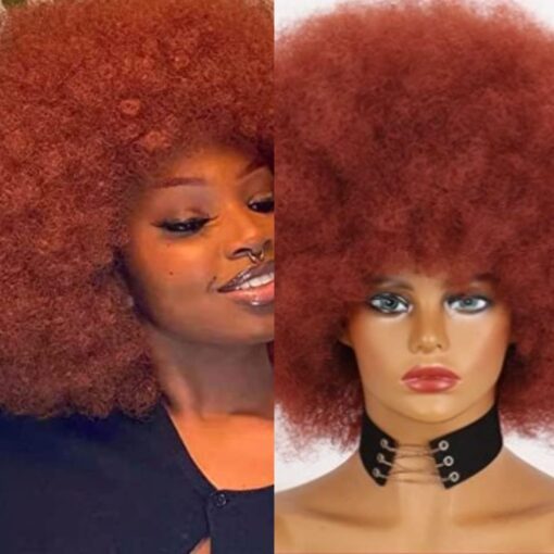 Ginger Afro Wig Kinky Curly 100% Unprocessed Human Hair MI1602413