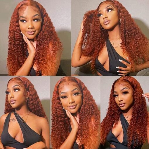 Ginger Orange Lace Front Wigs Deep Wave Human Hair Wigs For Women MI1610651