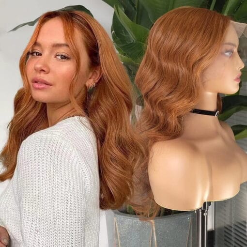 Ginger Wigs Brown Lace Front Glueless Wigs Human Hair Pre MI1612007