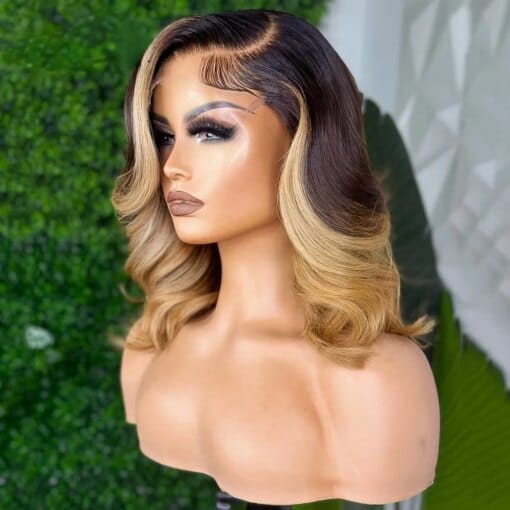 Glueless Brazilian Honey Blonde Body Wave Short Bob Wig With MI1612056