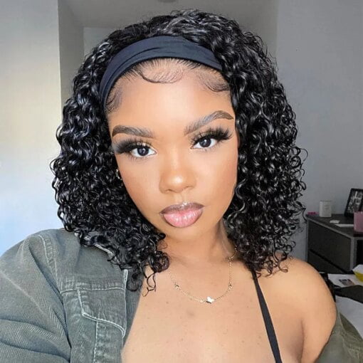 Glueless Brazilian Kinky Curly Curly Hair Headband Wig MI1604579