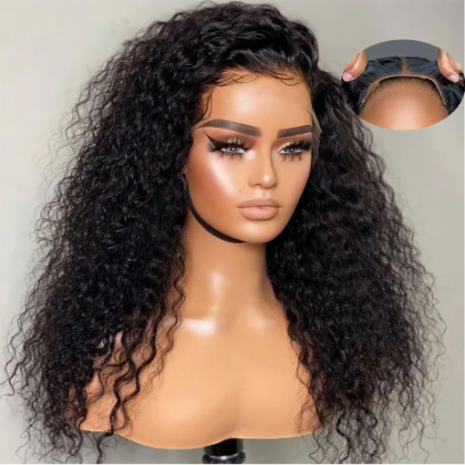 Glueless Deep Wave Hd Transparent Curly Lace Front Wig Human Hair Pre Plucked Glueless Kinky Curly Lace Front Wig Human Hair Wig MI1605047