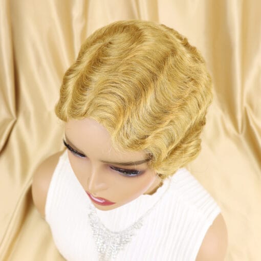 Glueless Pixie Human Hair Wigs | Finger Waves Short Hair MI1611213