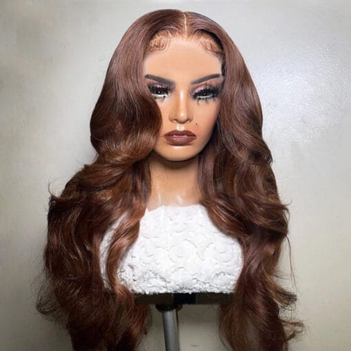 Glueless Wig Wear To Go Pre Cut Chocolate Brown 13X4 Lace Frontal Human Hair Wigs For Women Women Body Wave Lace Front Wig On Sale MI1611276