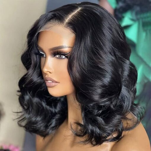 Glueless Wigs Human Hair Short Bob Wig Body Wave Hd Lace Front Wigs For Women Black Women Wear And Go Pre Plucked 4X4 Lace Closure Wigs Brazilian Virgin MI1602081