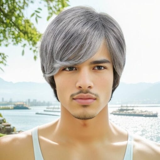 Gnimegil Male Wig Short Grey Hair Wigs For Women Men Toupee Gifts For Women Daddy Natural Wig Fancy Costume Wig Cosplay Grandfather Blanche Wig MI1611850