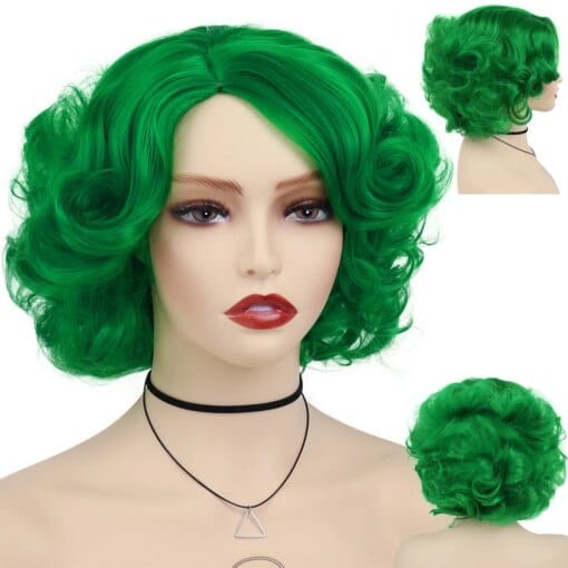 Gnimegil Short Green Curly Wigs Women | Green Wig Cosplay MI1611740