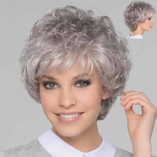 Gnimegil Short Grey Curly Wigs For Women White Women Gray Pixie Cut Wig With Bangs Layered Synthetic Natural Hairstyles Old Lady Wig Senior Ladies Wig MI1604208