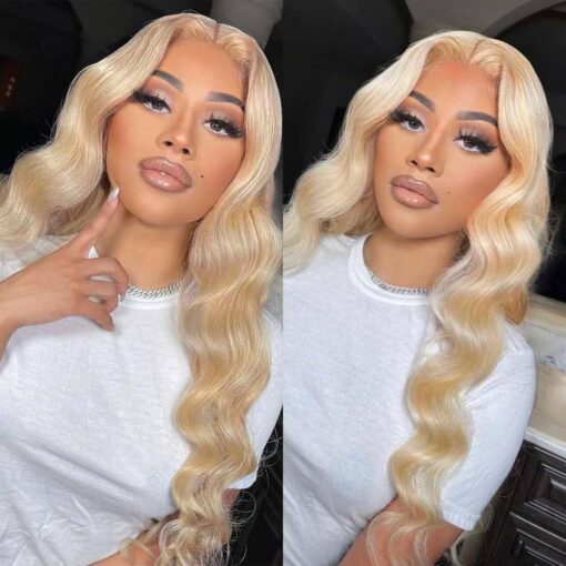 Gold Honey Blonde Lace Front Wigs Human Hair Body Wave Wigs 13X4X0.5Hd Lace Front Wigs Human Hair Pre Plucked With Baby Hair T Part Brazilian Virgin MI1605116