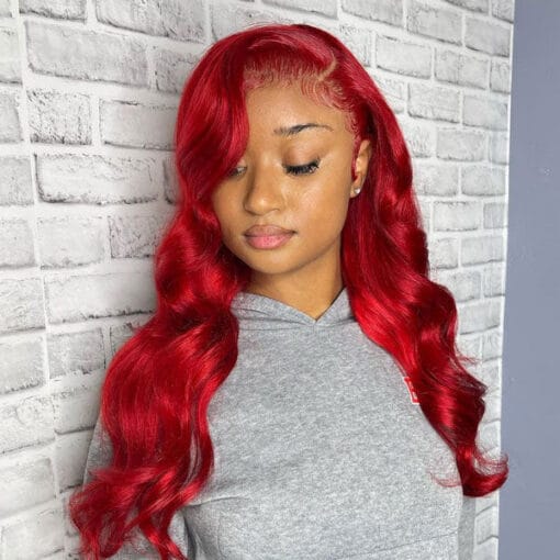 Gorgeous Red Colored Body Wave Lace Front Wigs – Tedhair MI1611353