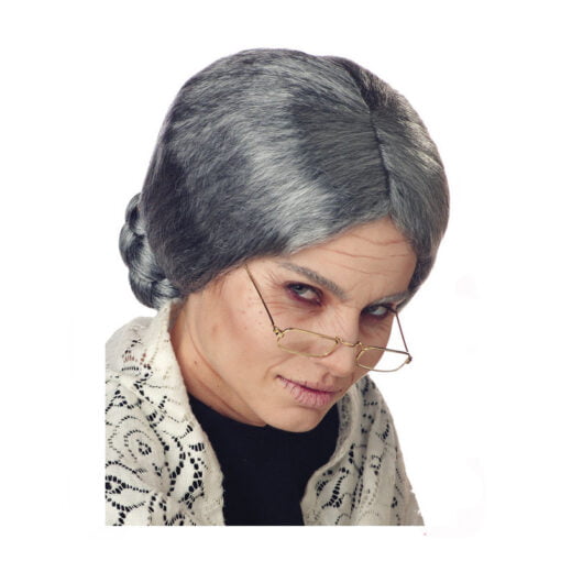 Grandma Wig Old Lady Gray Braided Bun MI1611085