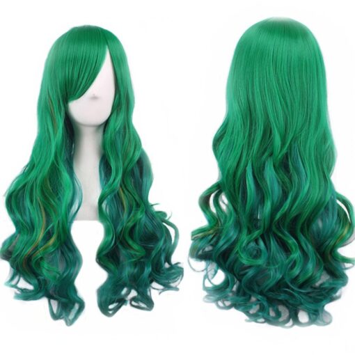 Green Wig Long Green Wigs For Women Women St Patricks Day Green Wig With Bangs Curly Wavy Soft Synthetic Green Wig Bu036D MI1610773