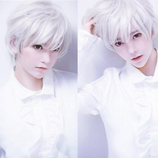 Gzwccvsn Adult Men Guy Wig Short Boy Band Wig White Short MI1610760