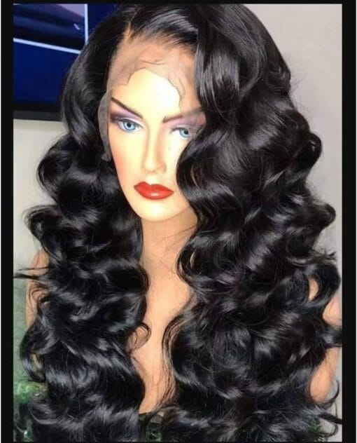 Hair Loose Wavy Synthetic Lace Front Wigs For Women Black Women High Density Bouncy Curly Wavy Synthetic Wig Heat Resistant Fiber Front Lace Wig Right Side MI1607751