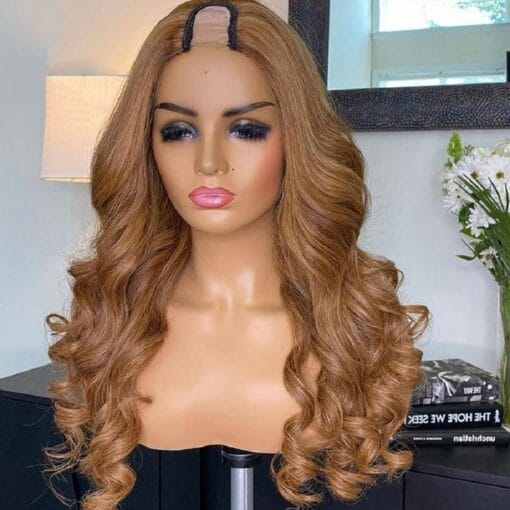 Haoke Honey Blonde Color U Part Human Hair Wig MI1611823