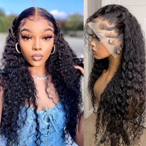 Hd Lace Front Wigs Human Hair, Water Wave Lace Front Wig 13X4 Transparent Lace Frontal Human Hair Wigs Pre Plucked With Baby Hair Virgin Curly Human MI1602912