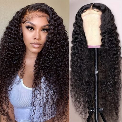 Hd Transparent Deep Wave Lace Front Wigs Human Hair 4X4 Deep MI1604428