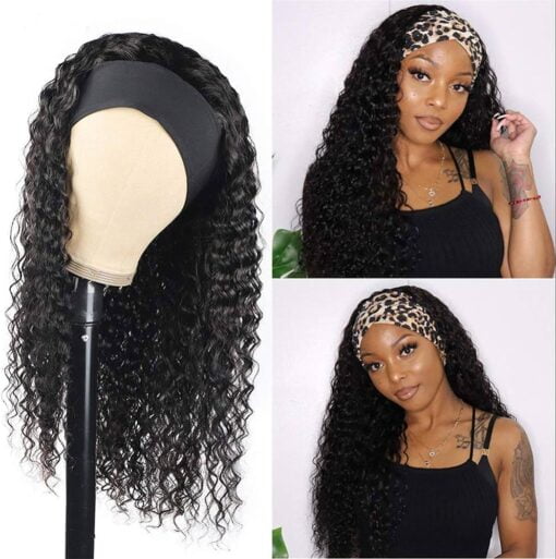 Headband Kinky Curly Wig Non Lace Front Wig For Women Black Women Headband Wigs For Women Black Women Human Hair Wear And Go Wig 10A Brazilian Virgin Human Hair MI1604249