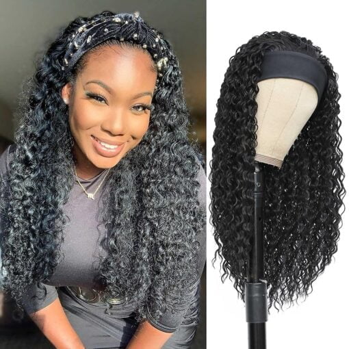 Headband Wig, 20 Inch Water Wave Headband Wigs (Black,20 MI1605364