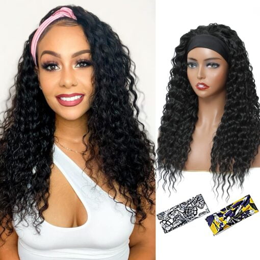 Headband Wig Curly Deep Wave Headband Wigs For Women Women Black MI1605661