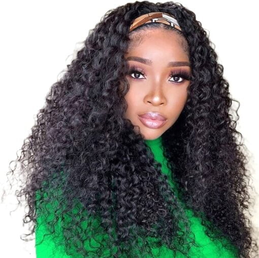 Headband Wig Deep Wave Human Hair Wigs 24 Inch Brazilian Human Hair Headband Wigs For Women Black Women Glueless Non Lace Front Wig Machine Made Wigs Curly MI1605074